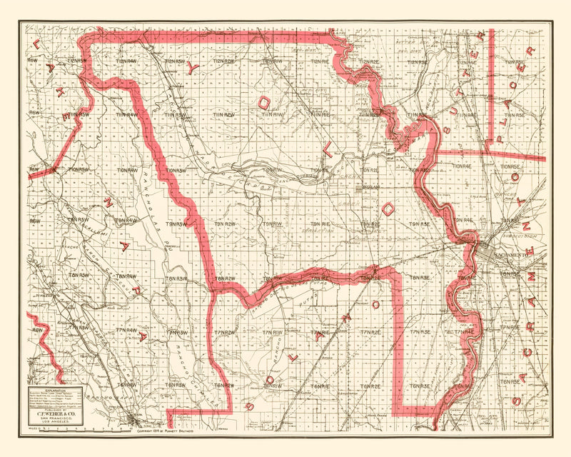 Size comparison using Vintage Map of Yolo County, California 1914