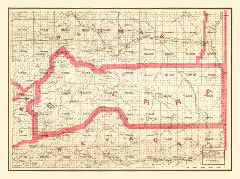 Size comparison using Vintage Map of Sierra County, California 1914