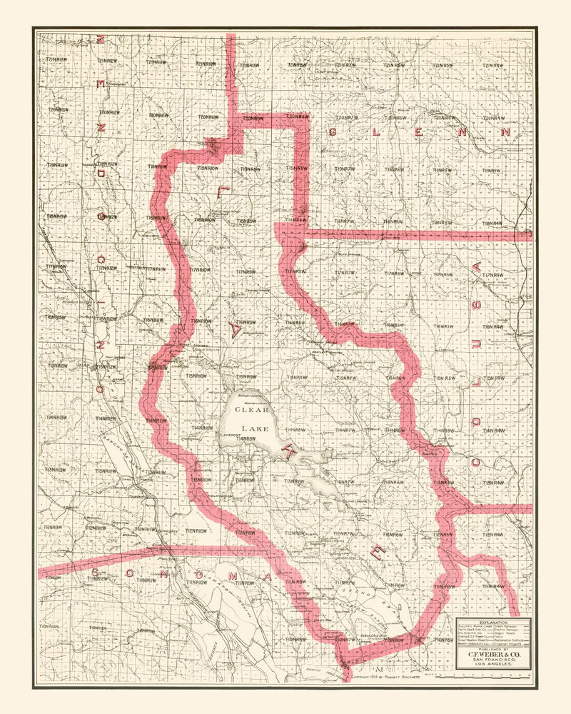 Size comparison using Vintage Map of Lake County, California 1914