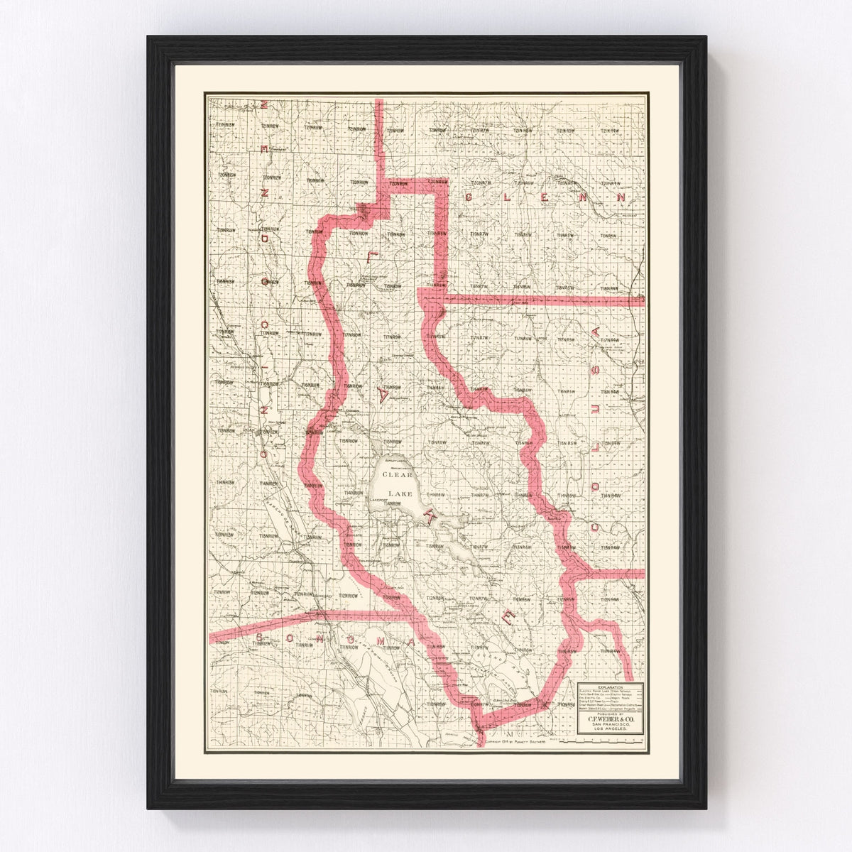 Lake County Vintage Map 1914