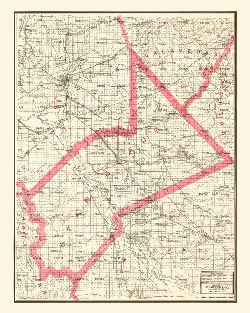 Size comparison using Vintage Map of Stanislaus County, California 1914
