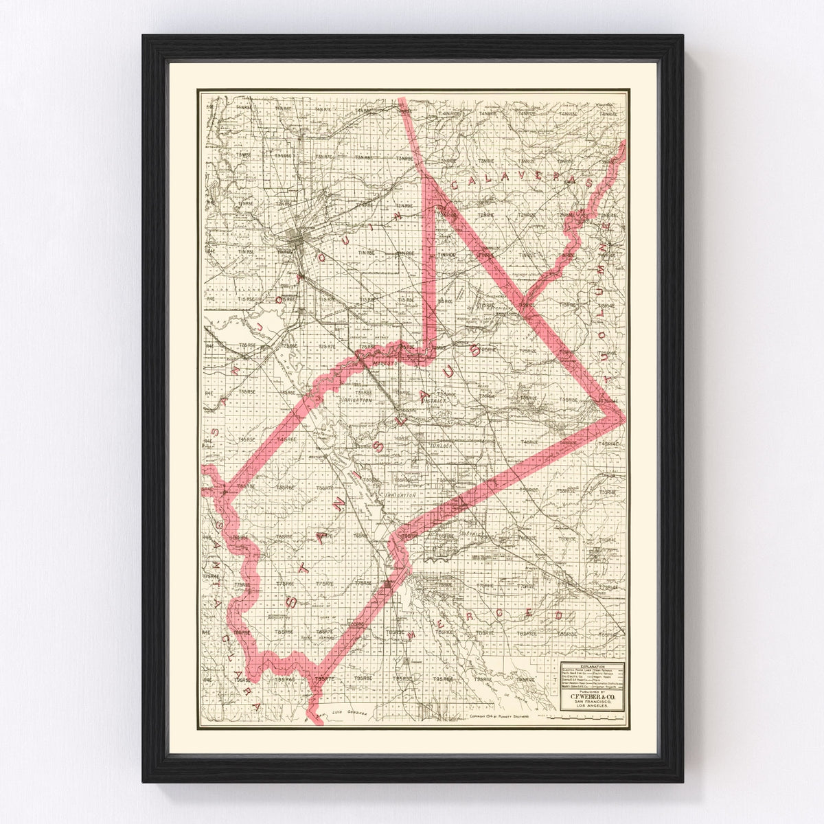 Stanislaus County Vintage Map 1914