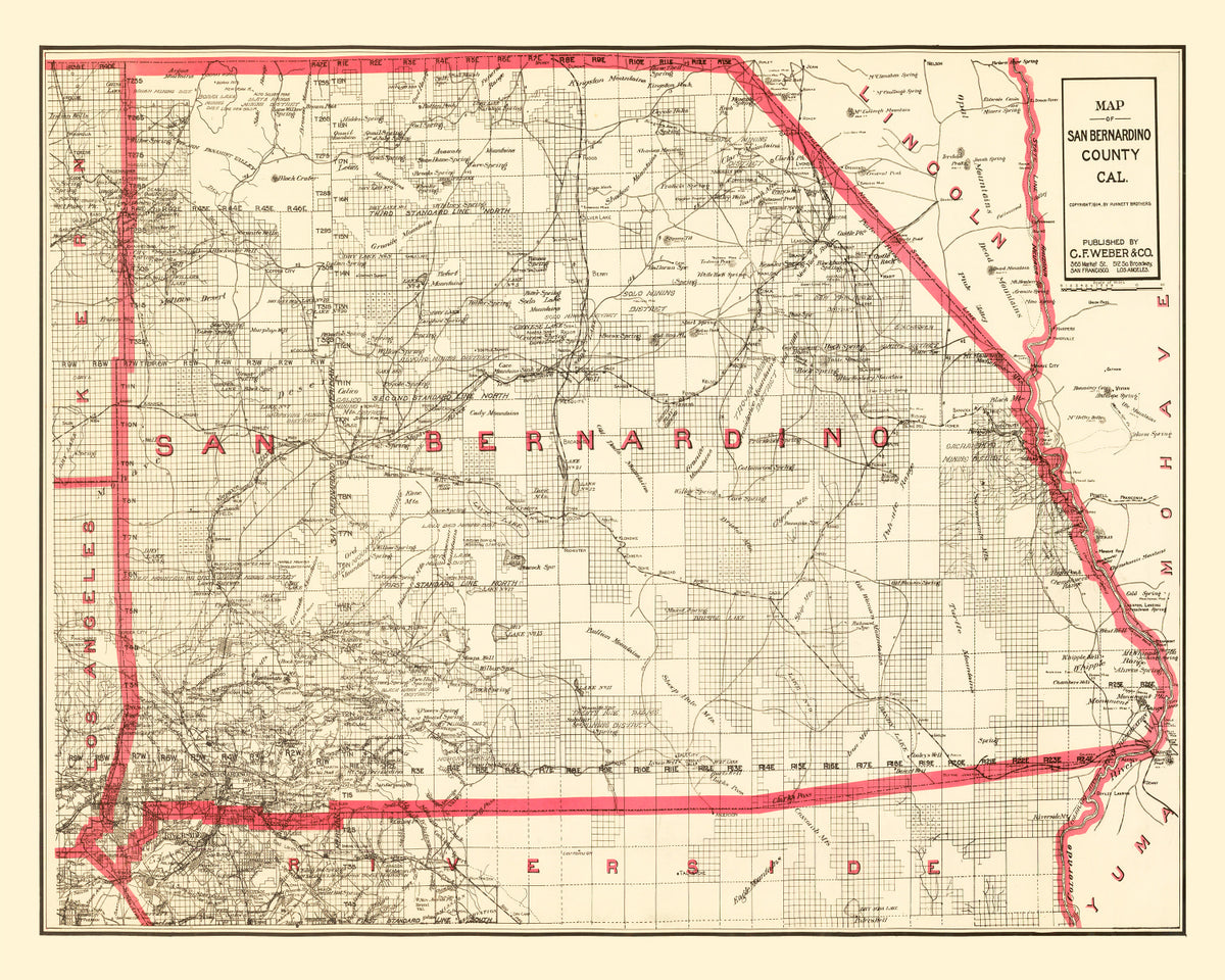 Preview of Vintage Map of Bernardino County, California 1914