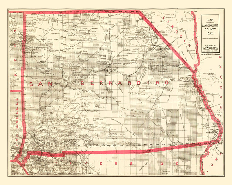 Size comparison using Vintage Map of Bernardino County, California 1914