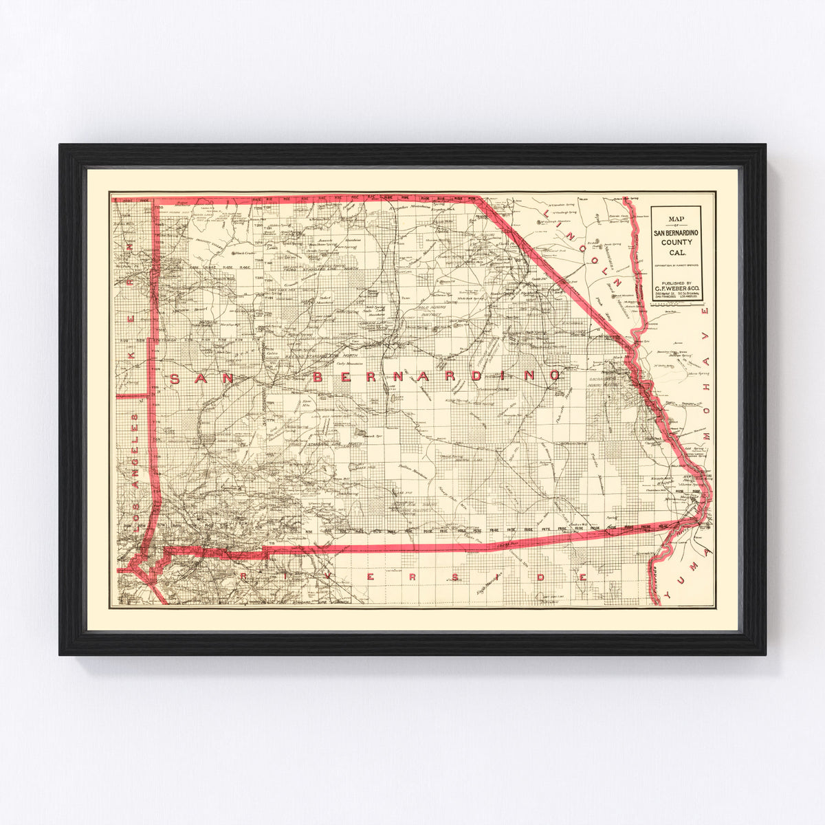 Bernardino County Vintage Map 1914