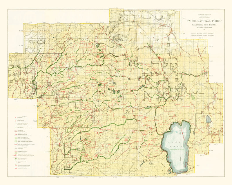 Size comparison using Vintage Map of Tahoe National Forest 1916