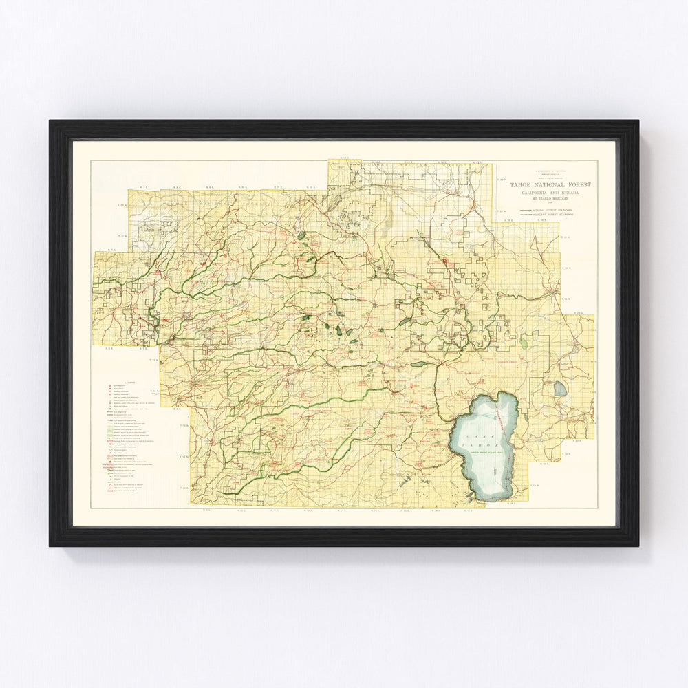 Tahoe National Forest Vintage Map 1916