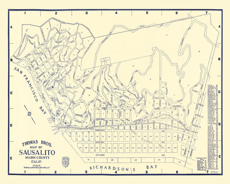 Size comparison using Vintage Map of Sausalito, California 1920