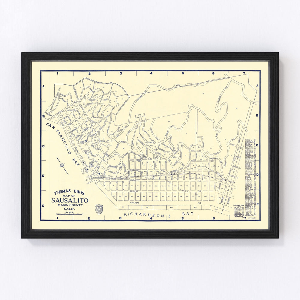Sausalito Vintage Map 1920