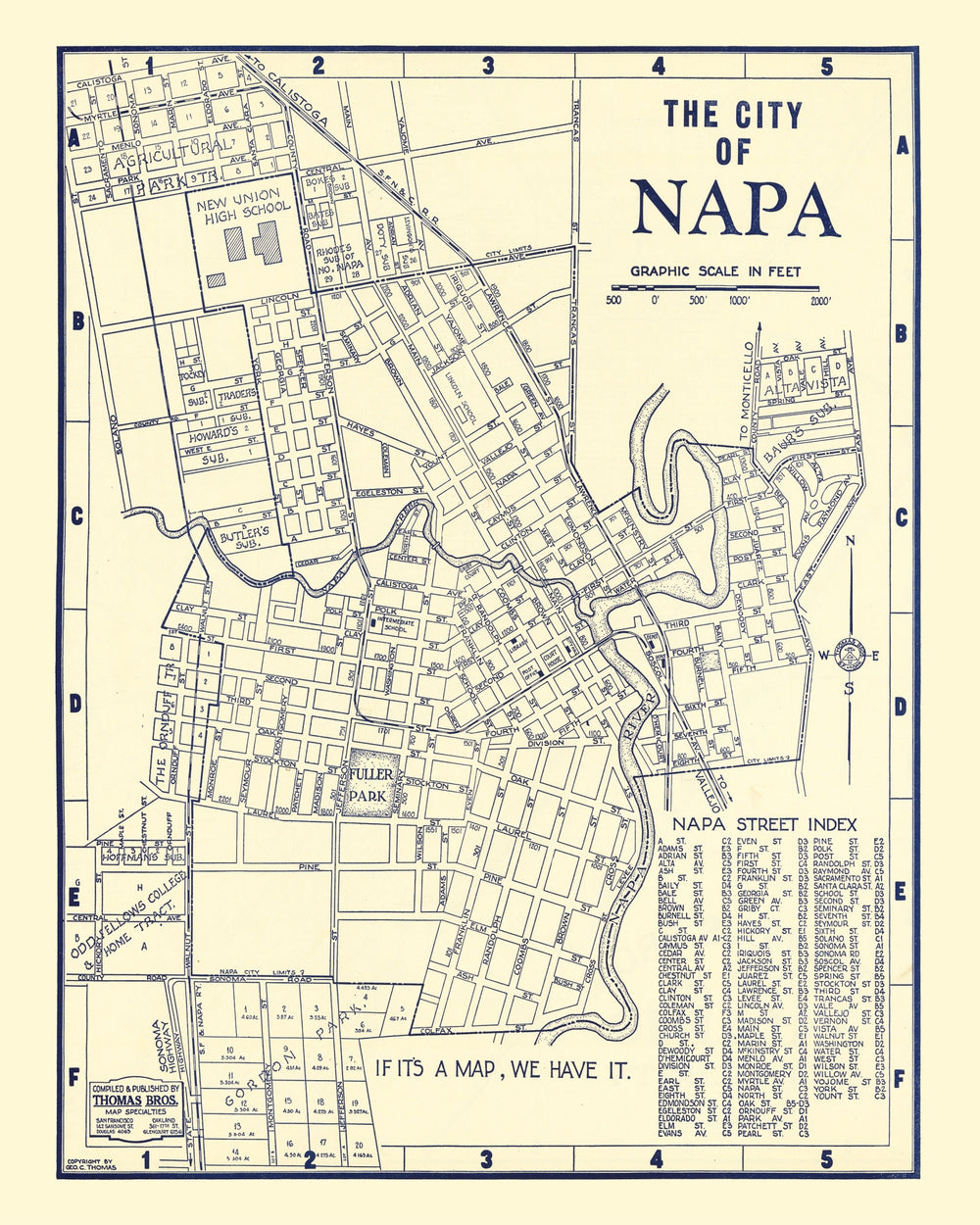 Vintage Map of Napa, California 1920 print style example