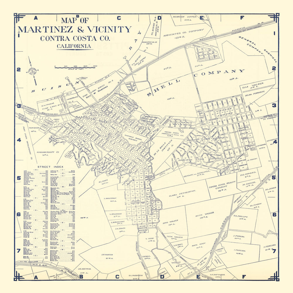 Vintage Map of Martinez, California 1920 print style example