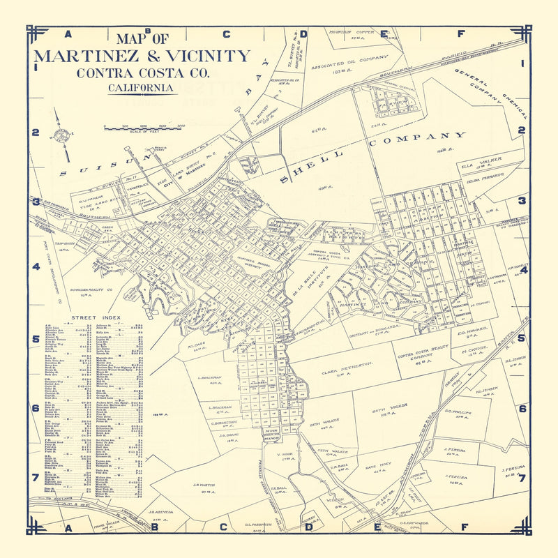 Size comparison using Vintage Map of Martinez, California 1920