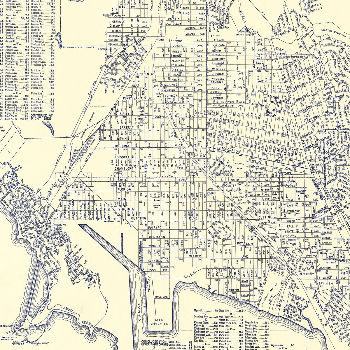 Restored historic details from the 1920 city map of Richmond, California