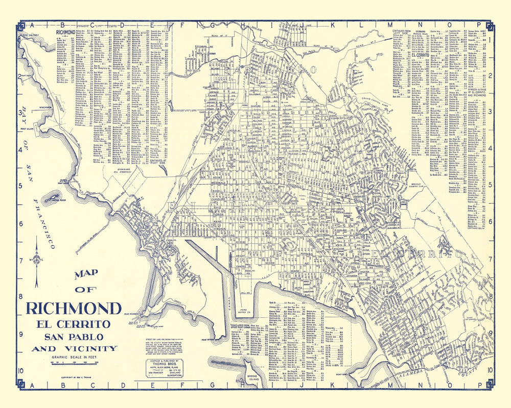 Vintage Map of Richmond, California 1920 print style example