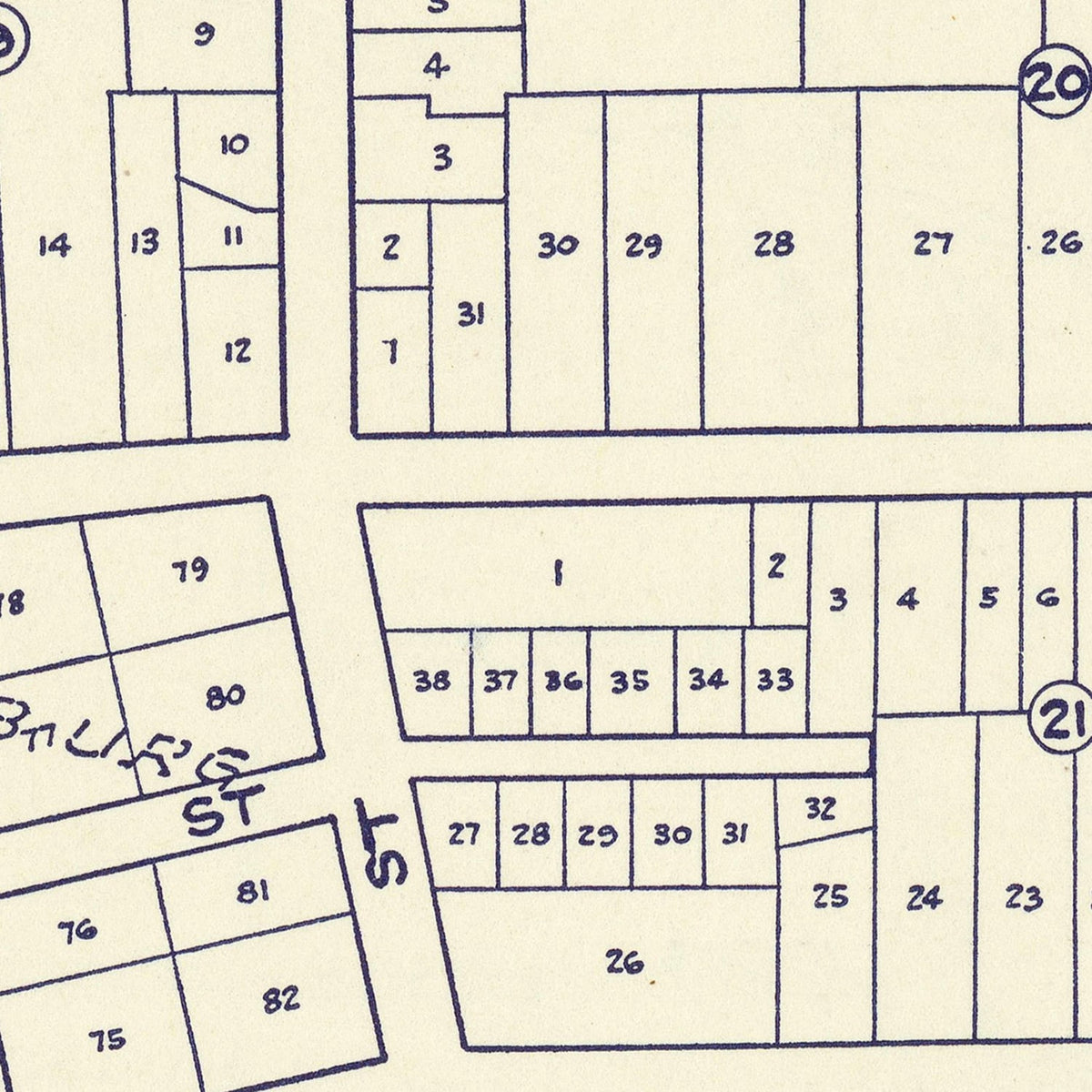 Restored historic details from the 1920 city map of Healdsburg, California