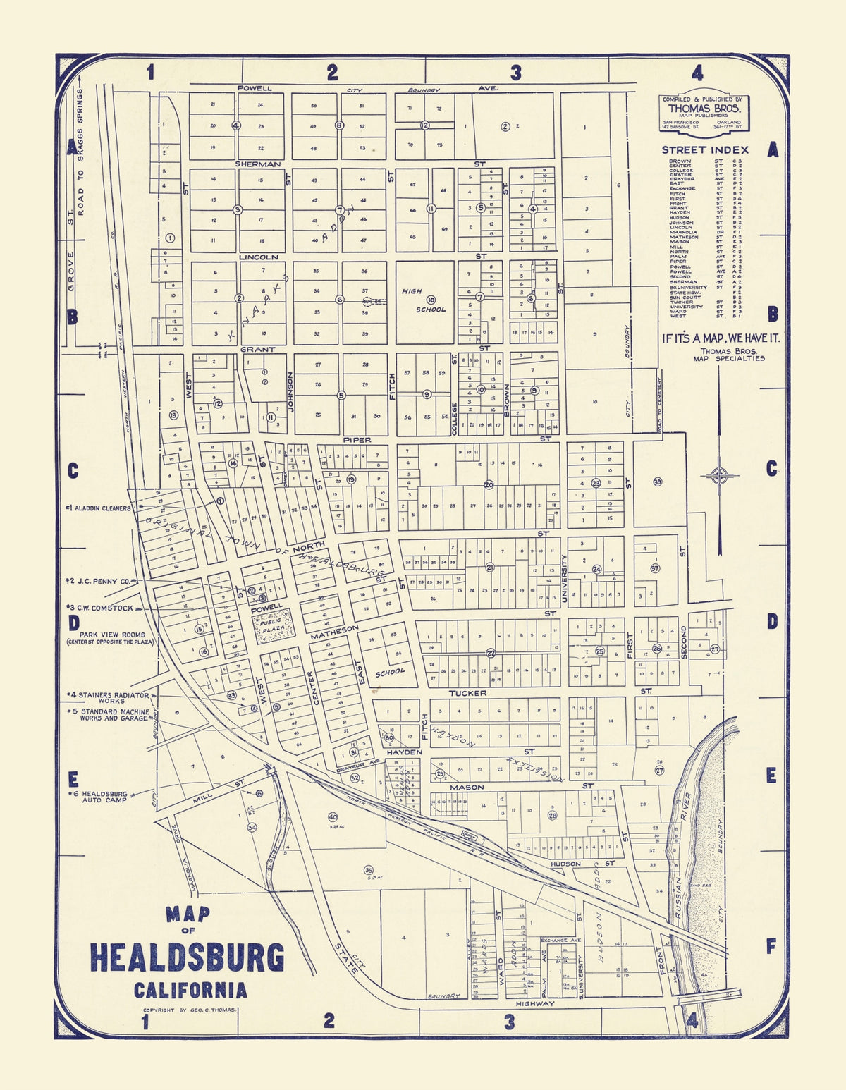 Preview of Vintage Map of Healdsburg, California 1920