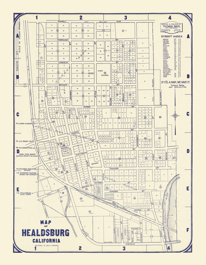 Size comparison using Vintage Map of Healdsburg, California 1920