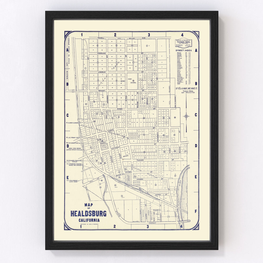 Healdsburg Vintage Map 1920