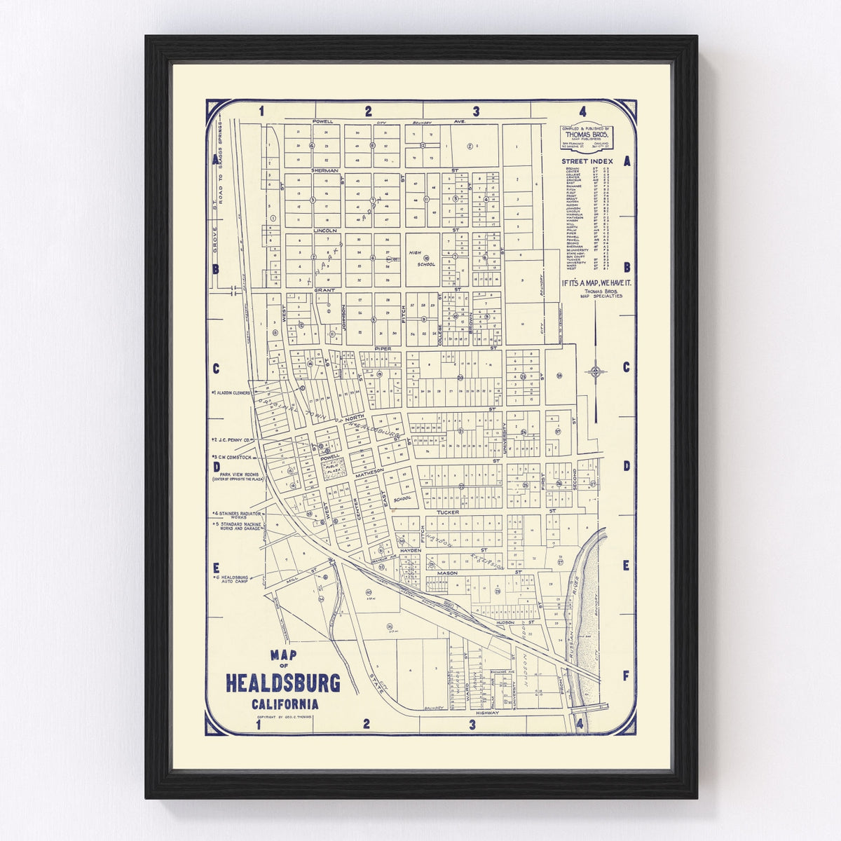 Healdsburg Vintage Map 1920