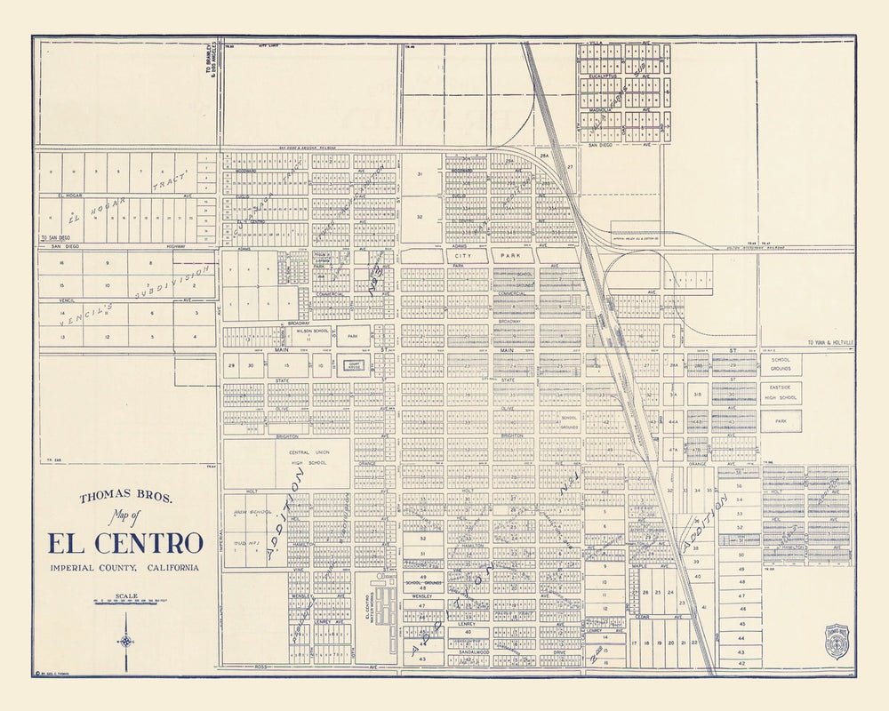 Vintage Map of El Centro, California 1920 print style example