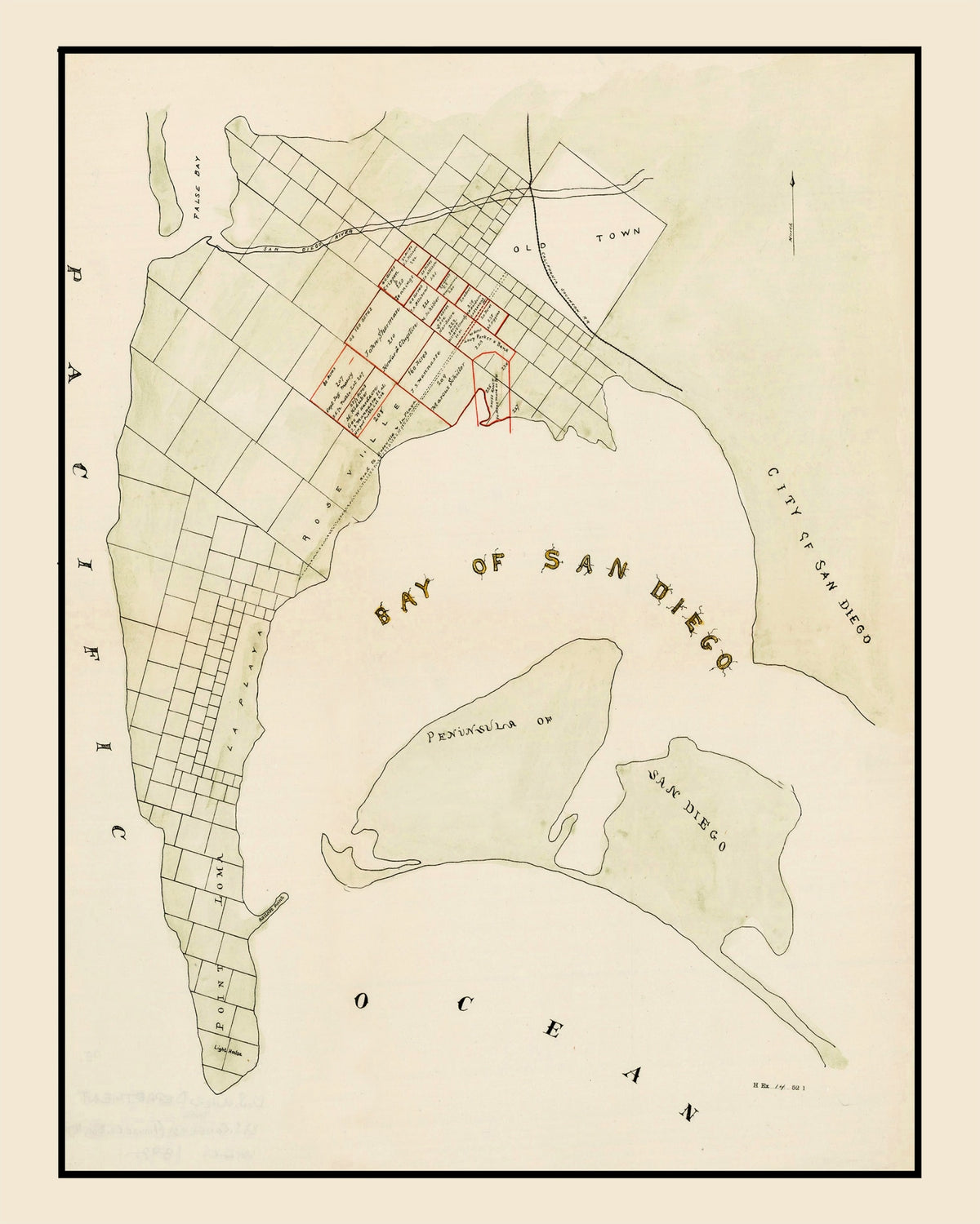 Preview of Vintage Map of San Diego, California 1892