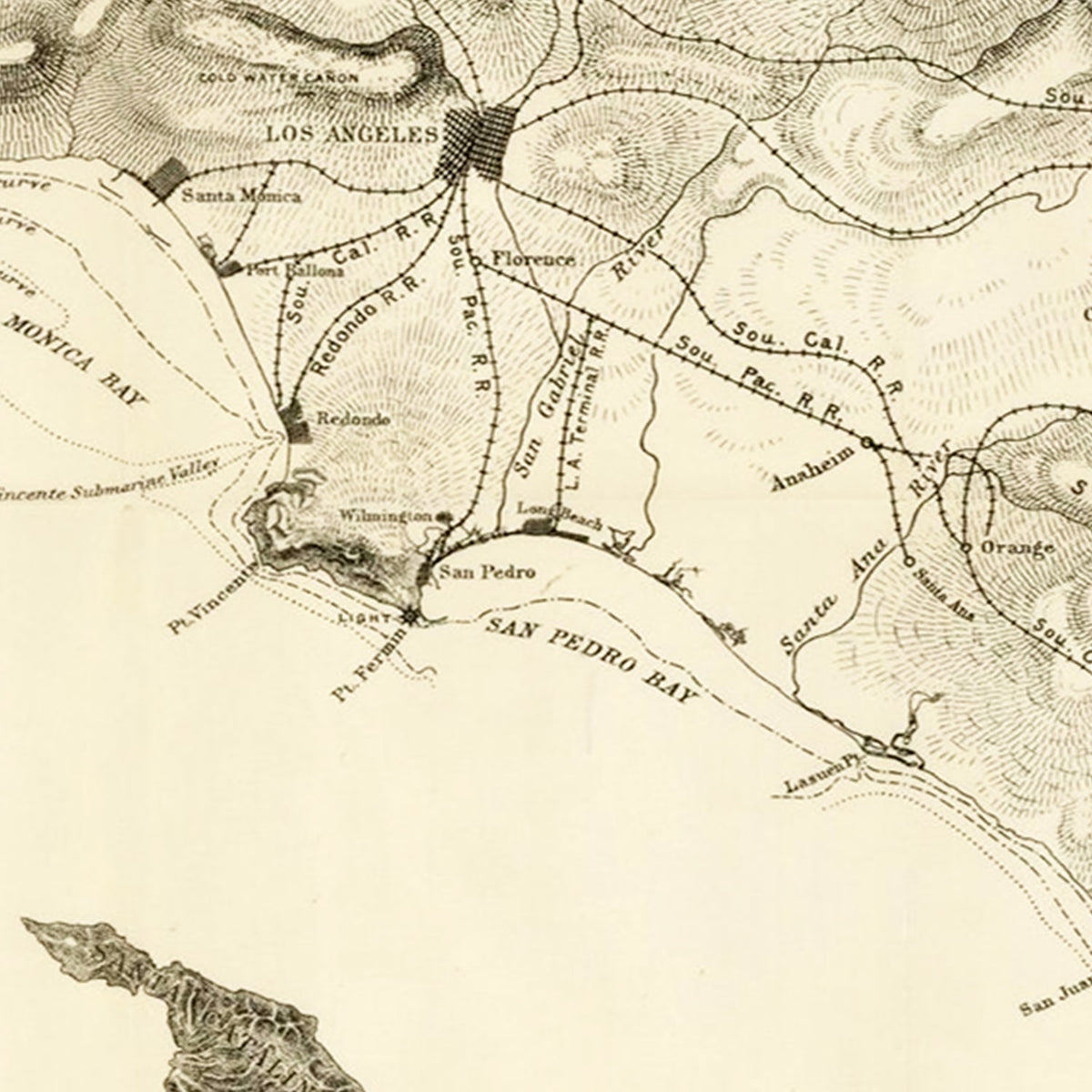 Restored historic details from the 1892 city map of Santa Monica, California