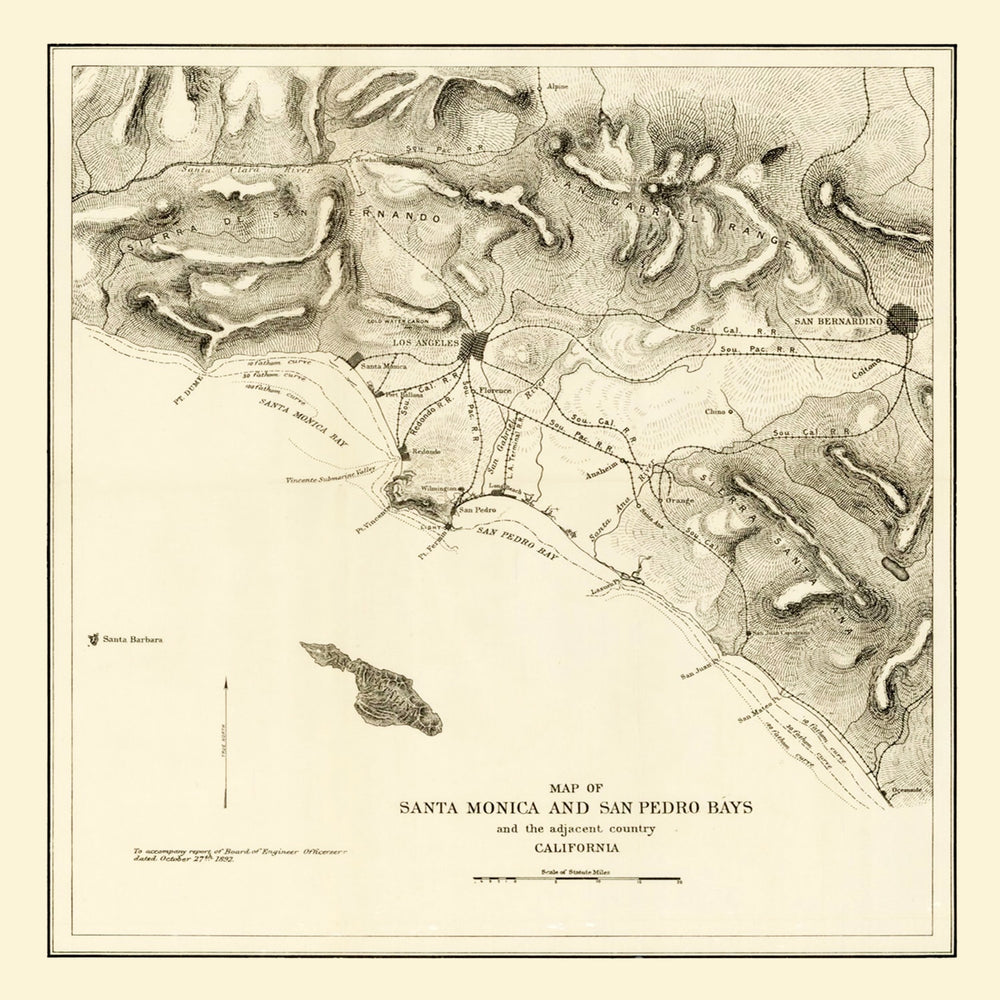 Vintage Map of Santa Monica, California 1892 print style example