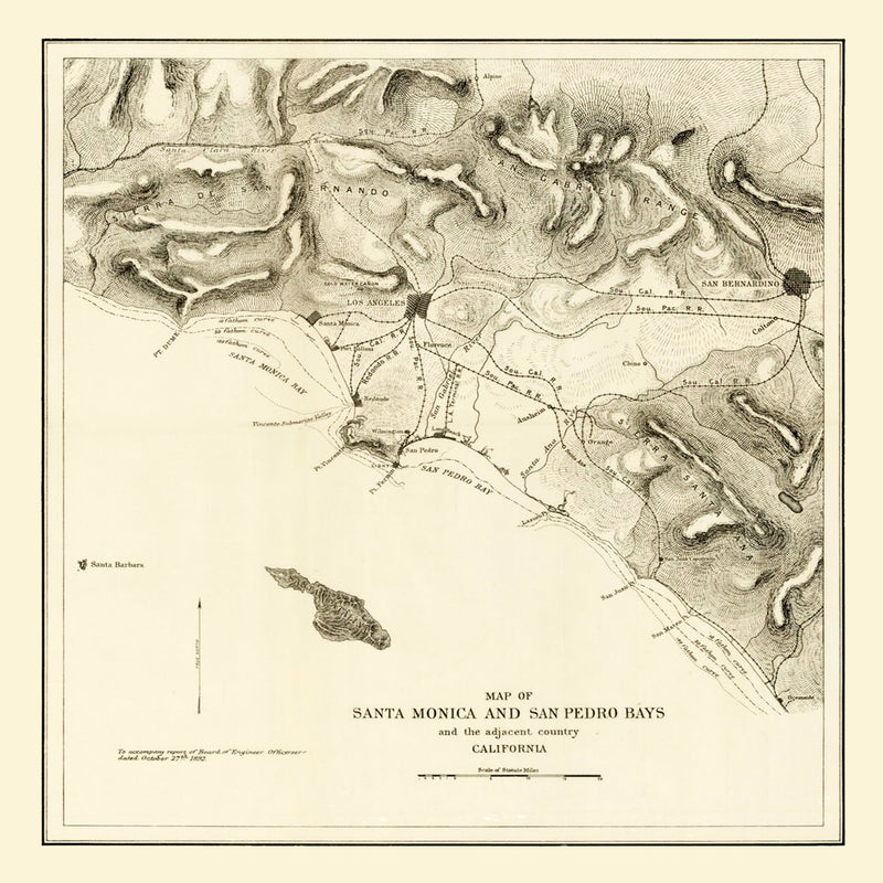 Size comparison using Vintage Map of Santa Monica, California 1892