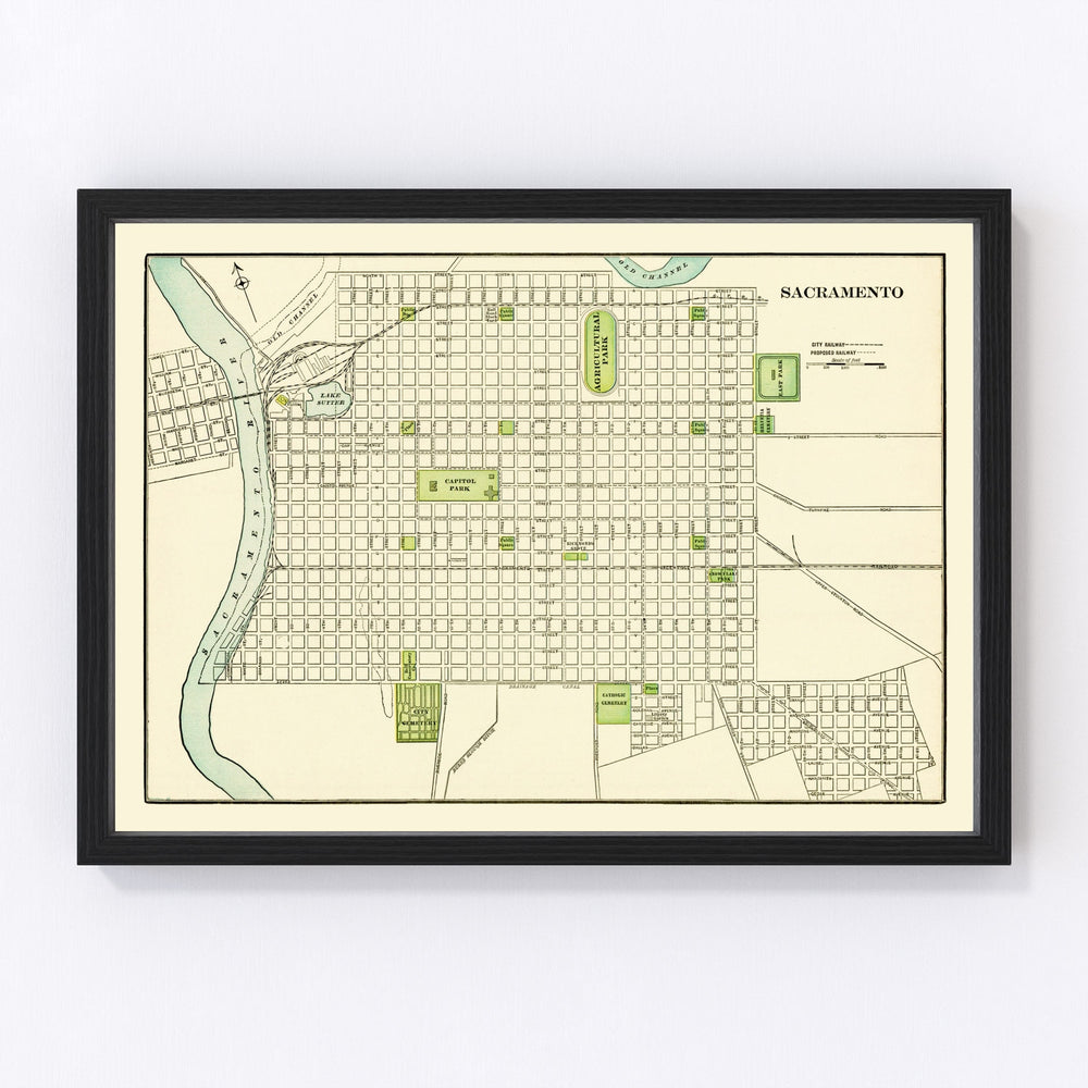 Sacramento Vintage Map 1892
