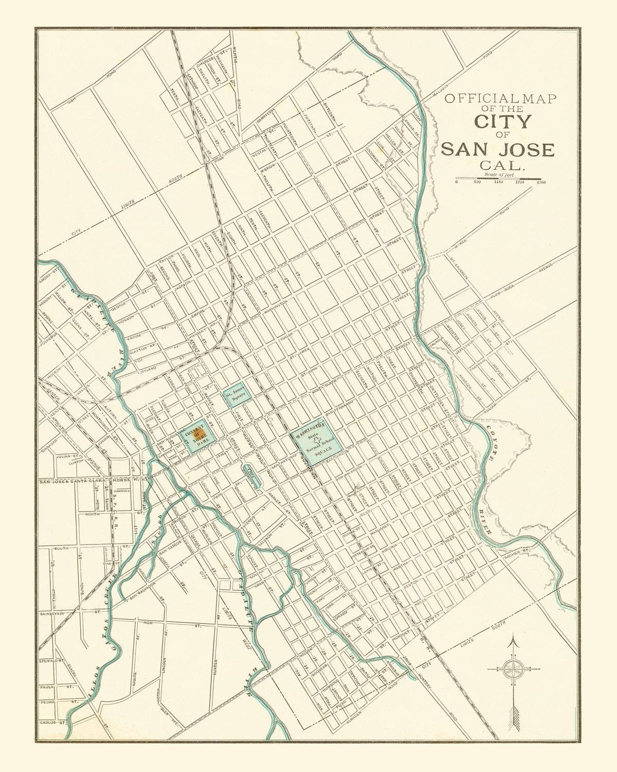 Preview of Vintage Map of San Jose, California 1893