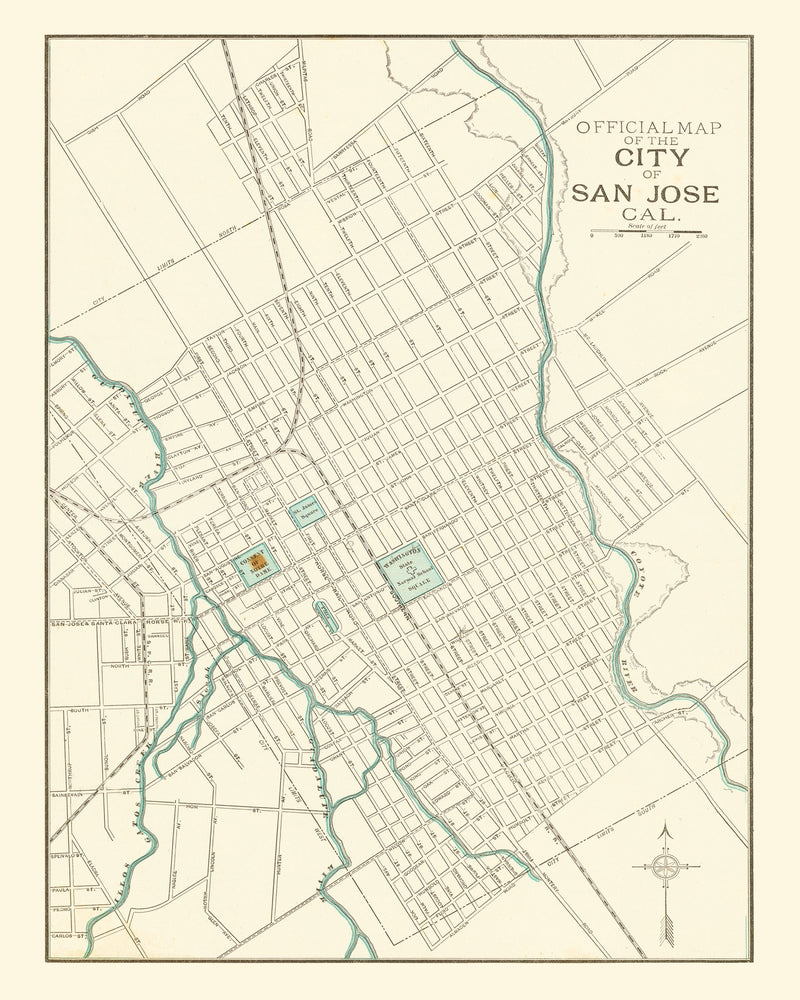 Size comparison using Vintage Map of San Jose, California 1893