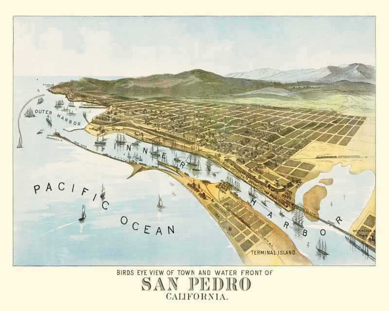 Size comparison using Vintage Map of San Pedro, California 1897