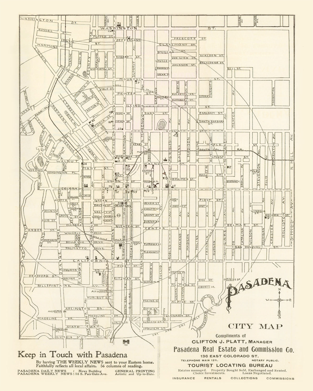 Preview of Vintage Map of Pasadena, California 1902