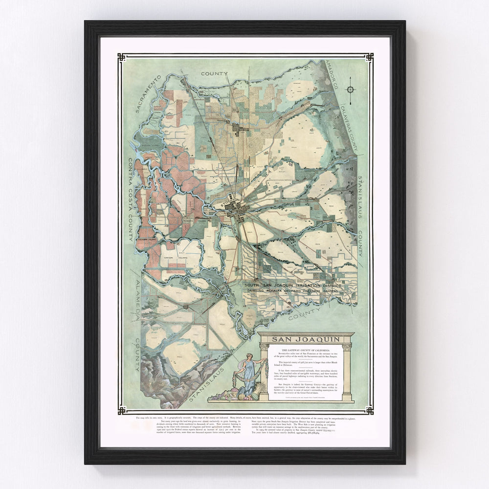 San Joaquin Vintage Map 1910