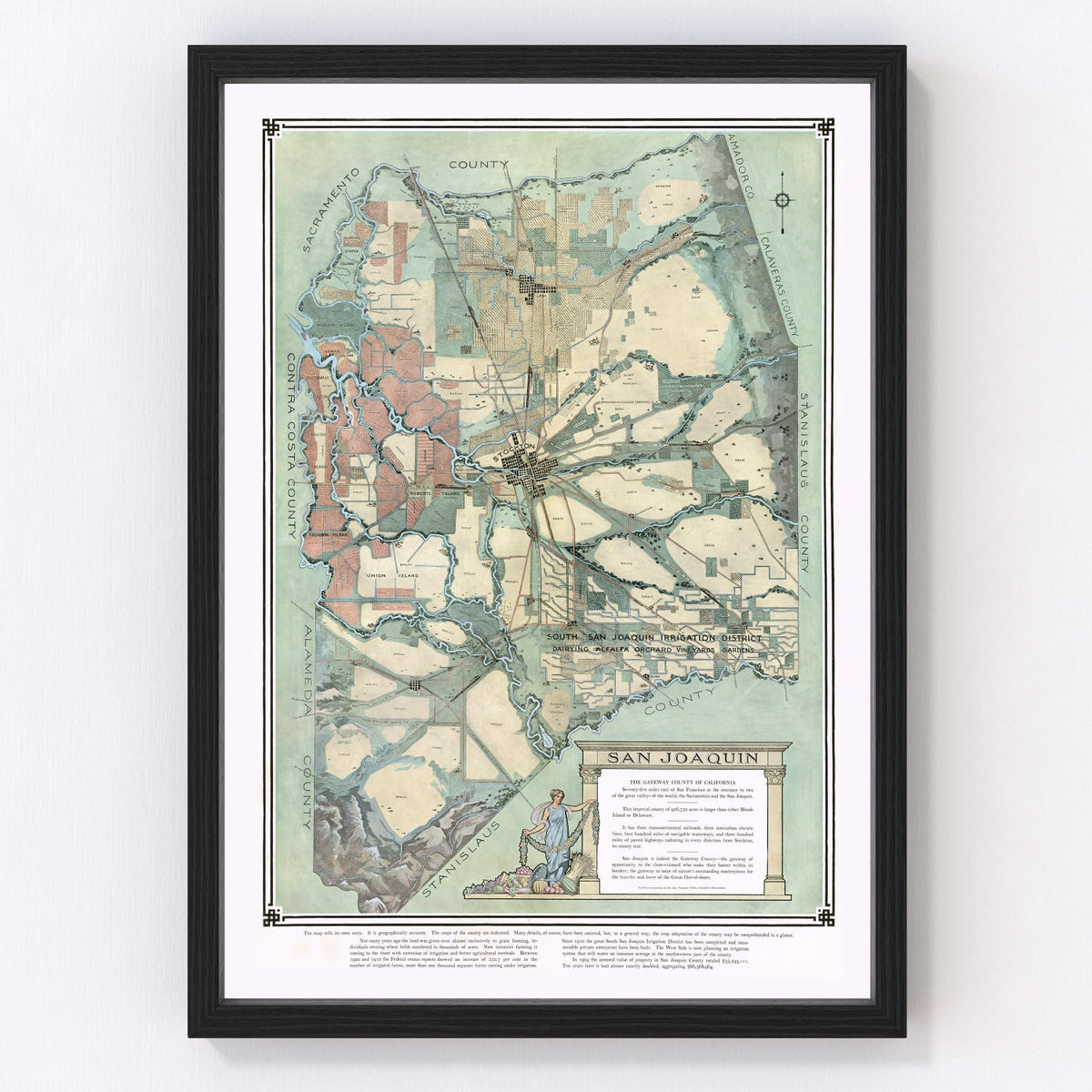 San Joaquin Vintage Map 1910