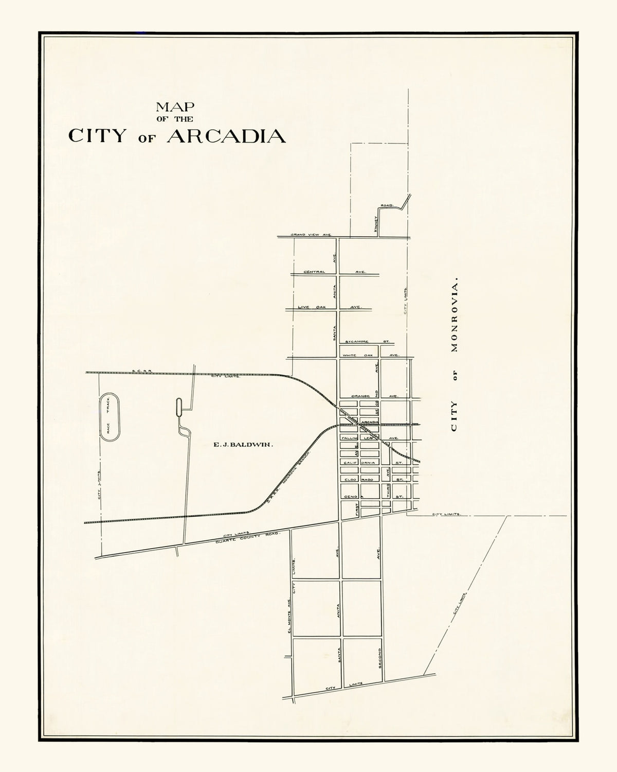 Preview of Vintage Map of Arcadia, California 1910