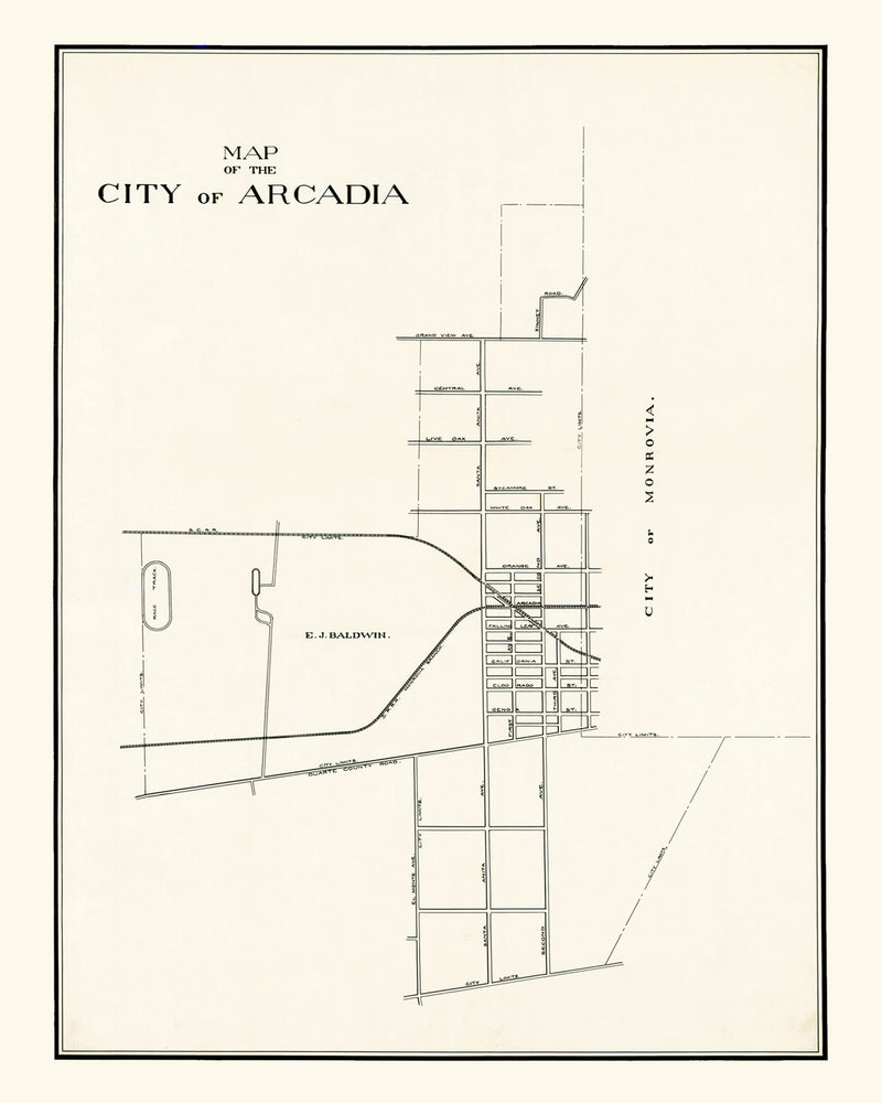 Size comparison using Vintage Map of Arcadia, California 1910