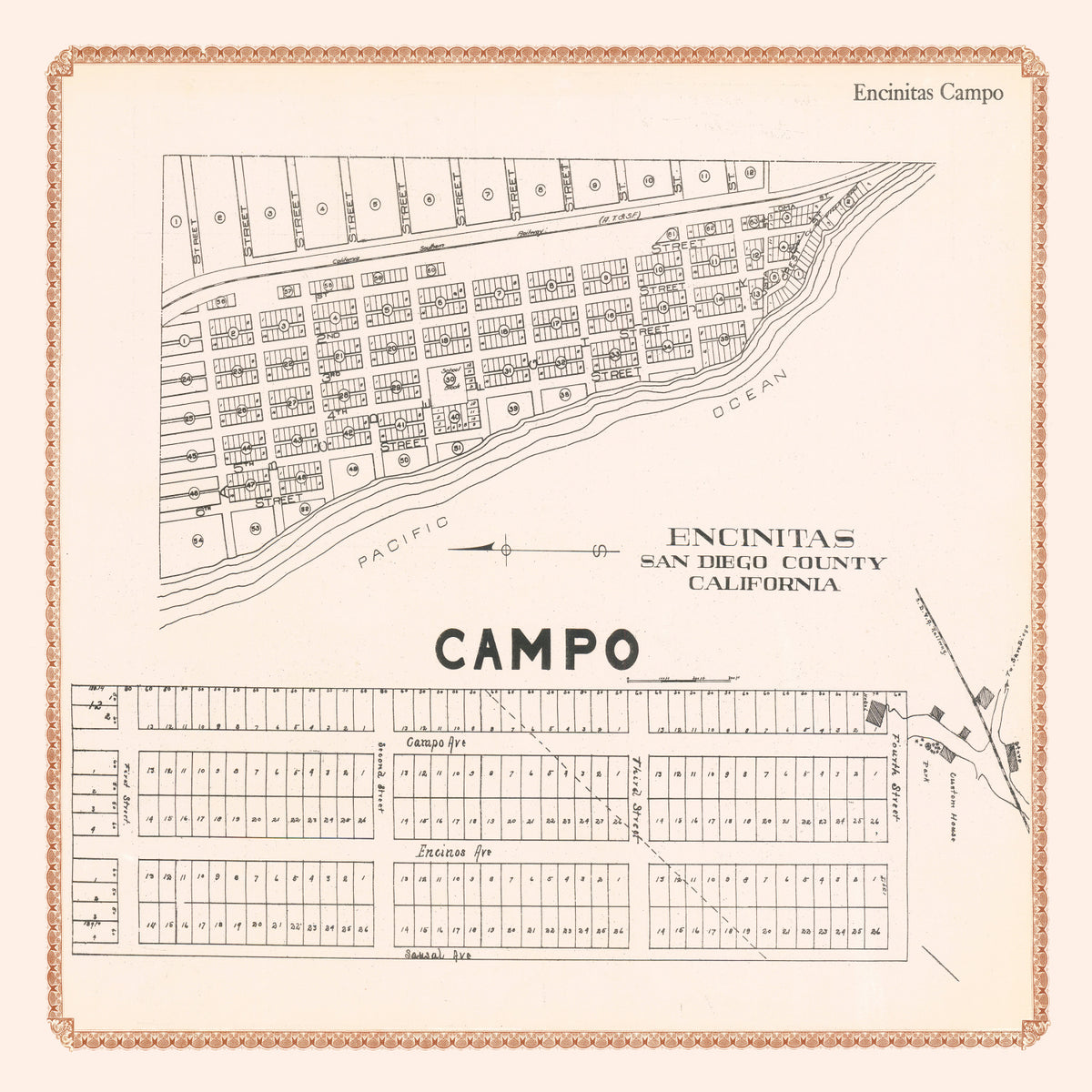 Preview of Vintage Map of Encinitas, California 1912
