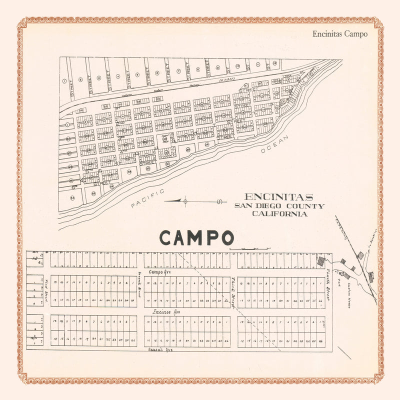 Size comparison using Vintage Map of Encinitas, California 1912