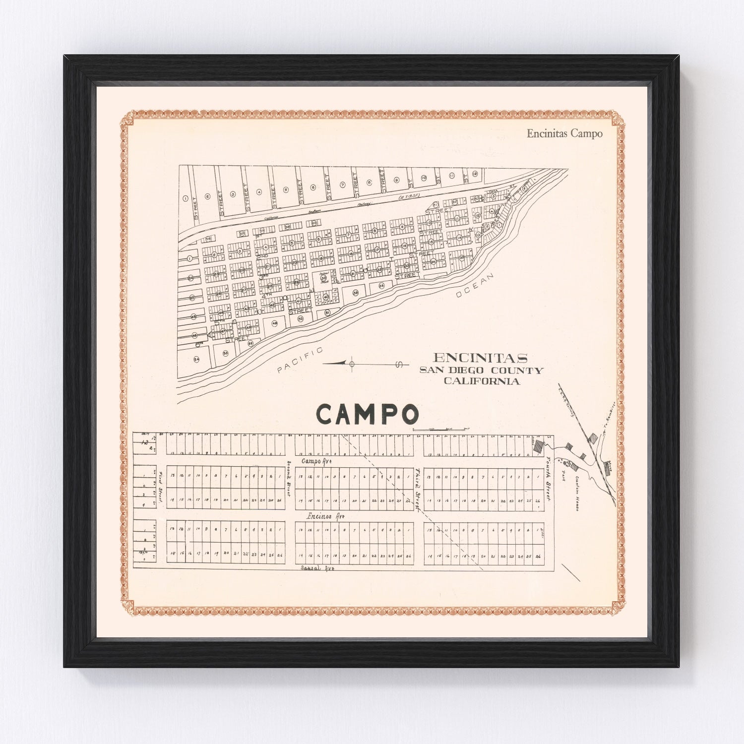 Vintage Map of Encinitas, California 1912 by Ted's Vintage Art – Teds ...