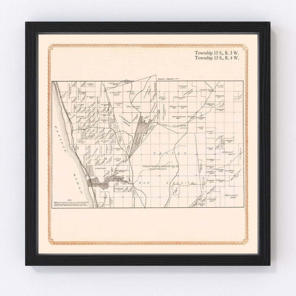 Rancho Santa Fe Vintage Map 1912