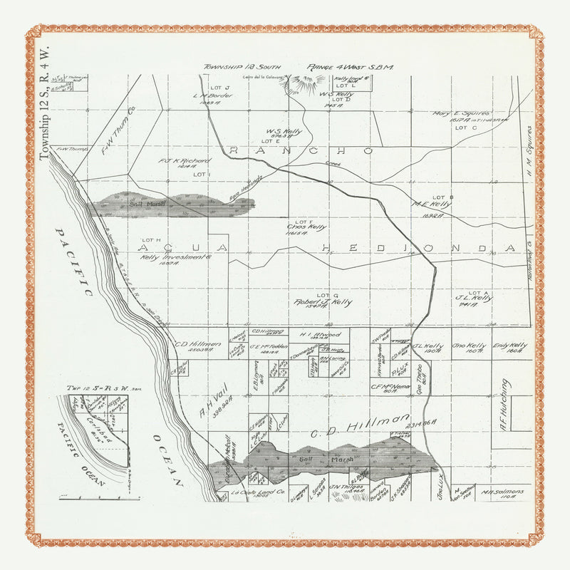 Size comparison using Vintage Map of Carlsbad, California 1912