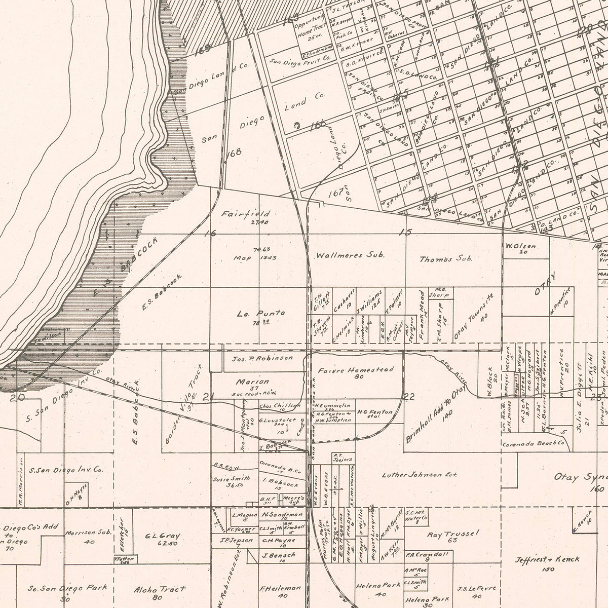 Restored historic details from the 1912 city map of Chula Vista, California