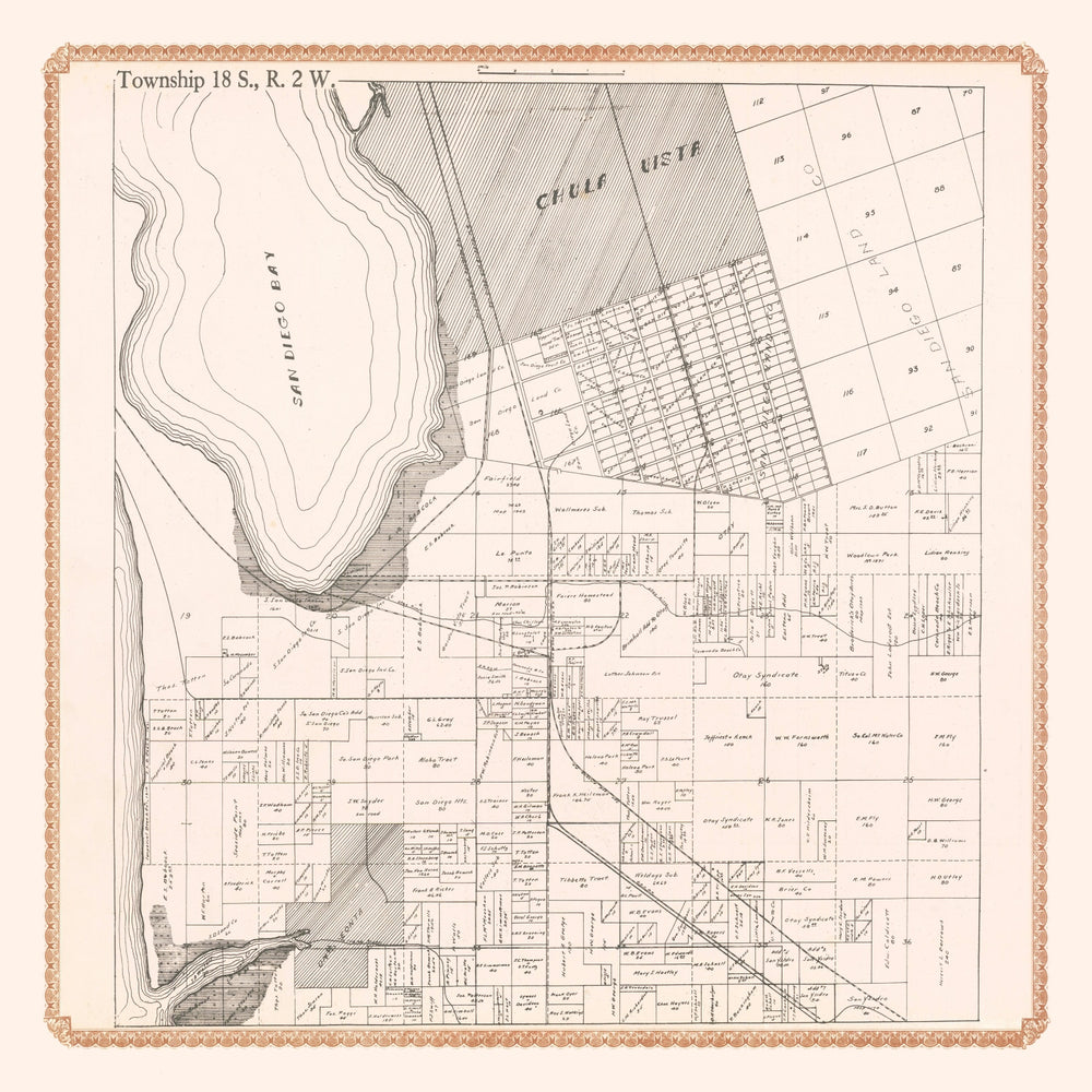 Vintage Map of Chula Vista, California 1912 print style example