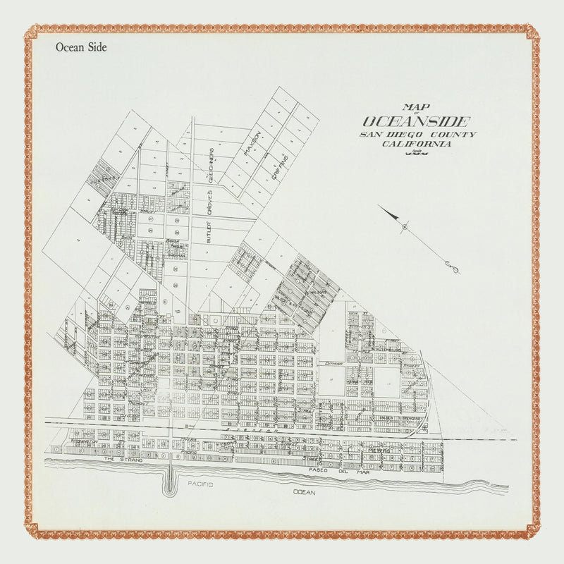 Size comparison using Vintage Map of Oceanside, California 1912