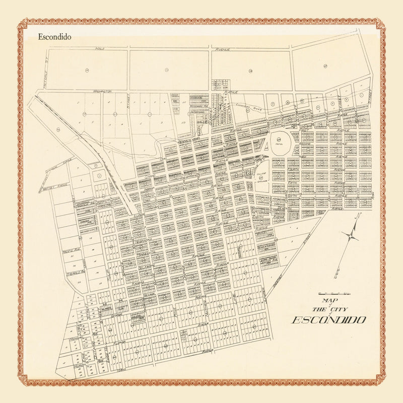 Size comparison using Vintage Map of Escondido, California 1912