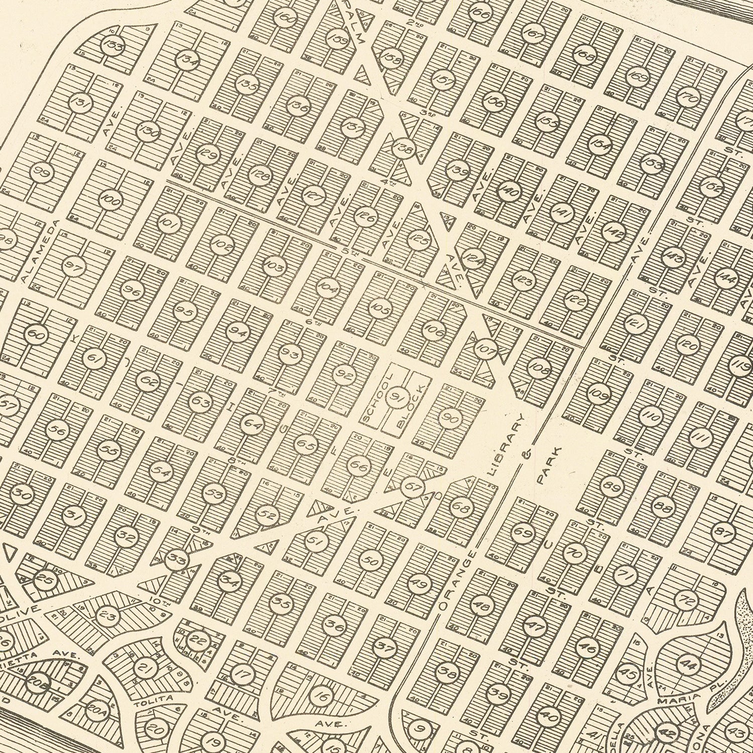 Restored historic details from the 1912 city map of Coronado, California