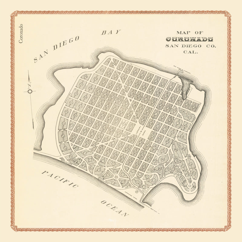 Size comparison using Vintage Map of Coronado, California 1912