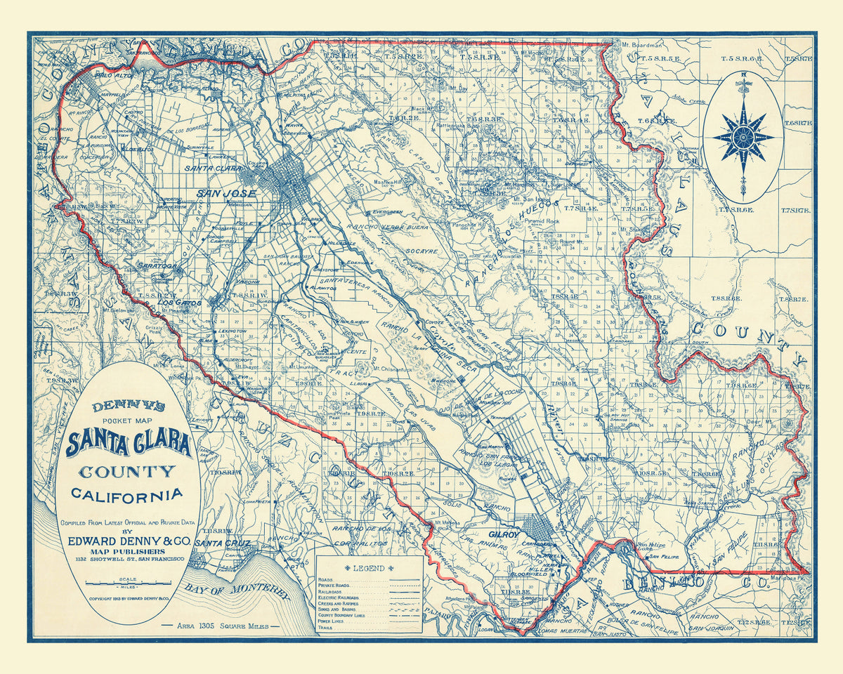 Preview of Vintage Map of Santa Clara County, California 1913