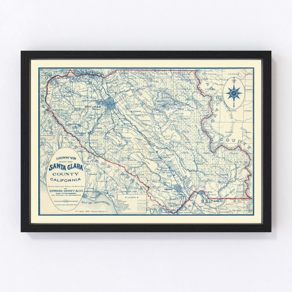 Santa Clara County Vintage Map 1913